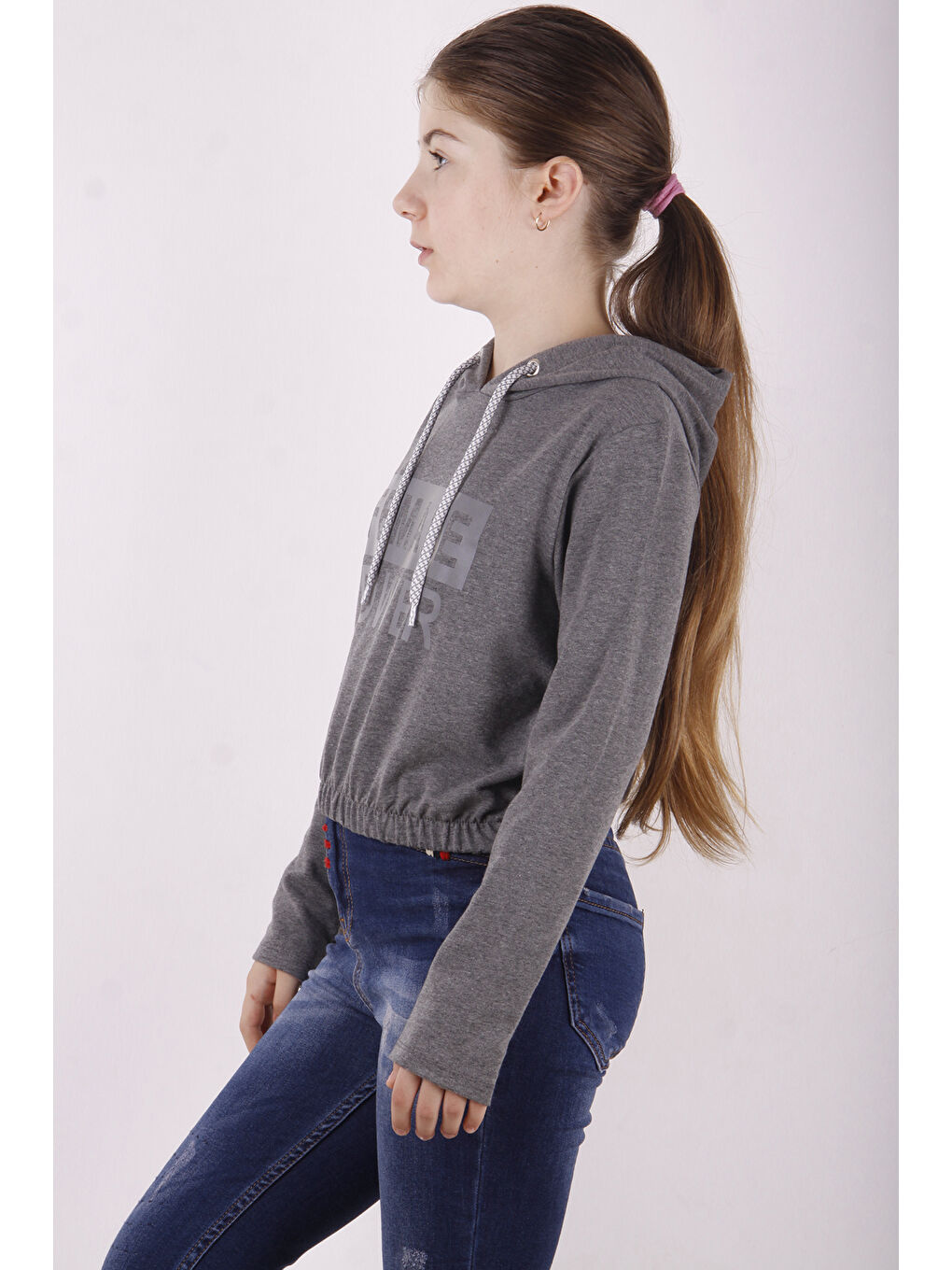 Antrasit Kız Çocuk Female Power Baskılı Sweatshirt-1