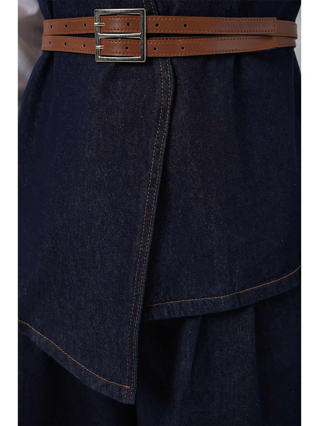 Kadın Yelek Pantolon Jean İkili Takım 30062 - Koyu Mavi-4