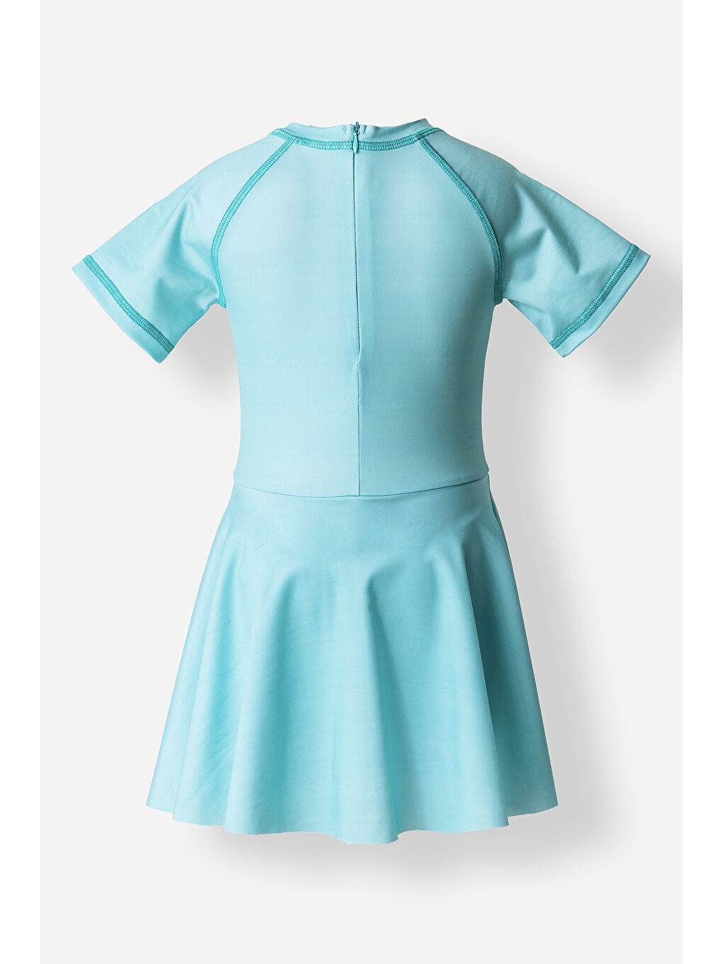 Yeşil UV Korumalı Kısa Kollu Şortlu Elbise Mayo Kız Çocuk Yüzücü Mayo 5210 Mint-1