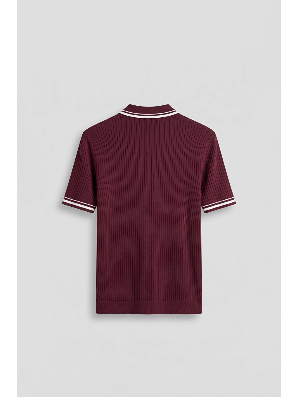 Erkek Regular Fit Pamuklu Kontrast Detaylı Polo Yaka T-Shirt Bordo-1