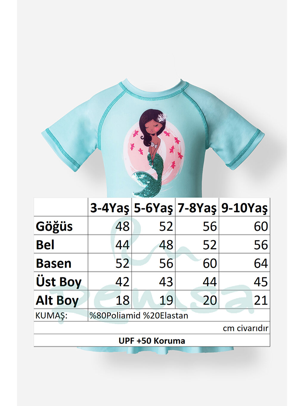 Yeşil UV Korumalı Kısa Kollu Şortlu Elbise Mayo Kız Çocuk Yüzücü Mayo 5210 Mint-2