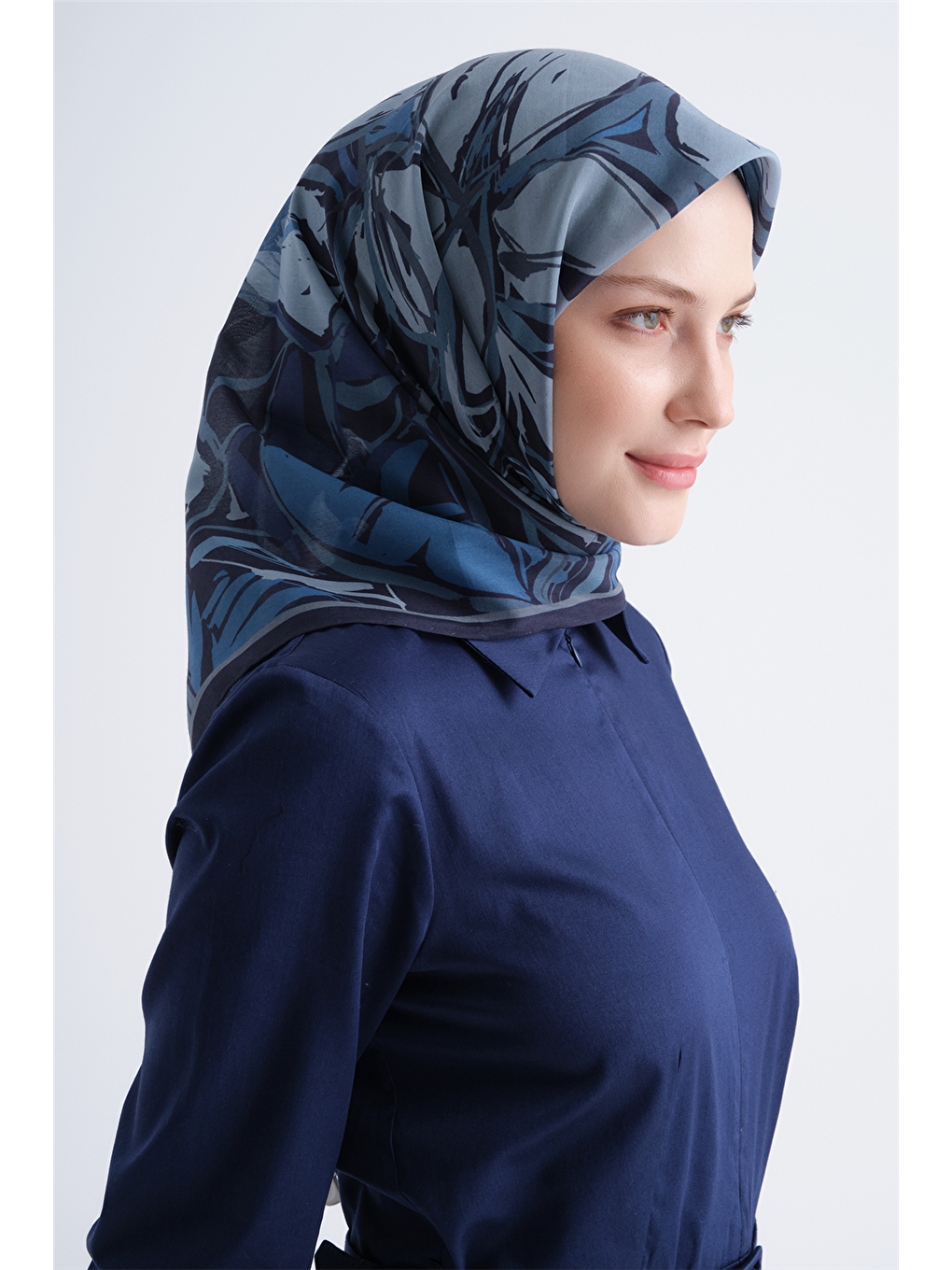 Lacivert Yaz Esintisi Eşarp 3994 46-1