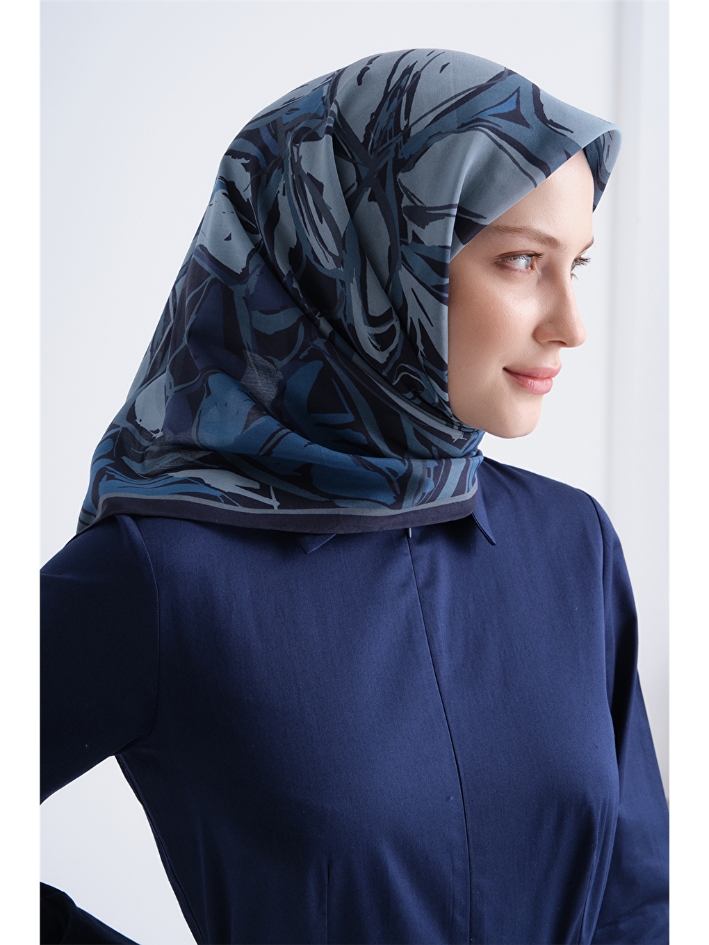 Lacivert Yaz Esintisi Eşarp 3994 46-2