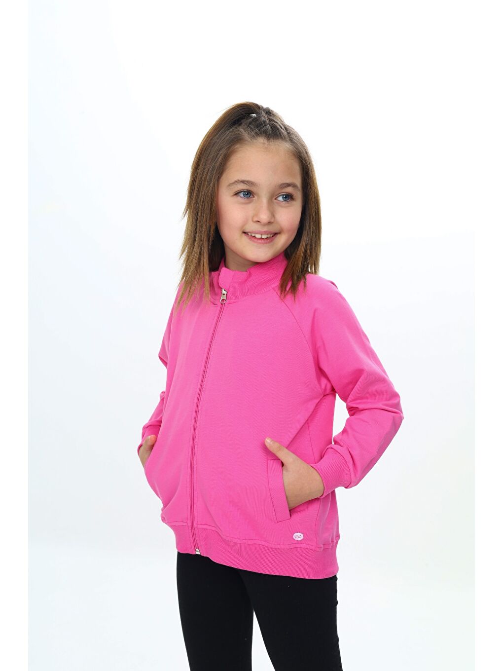 Fuşya Kız Çocuk Nakışlı Hırka-1