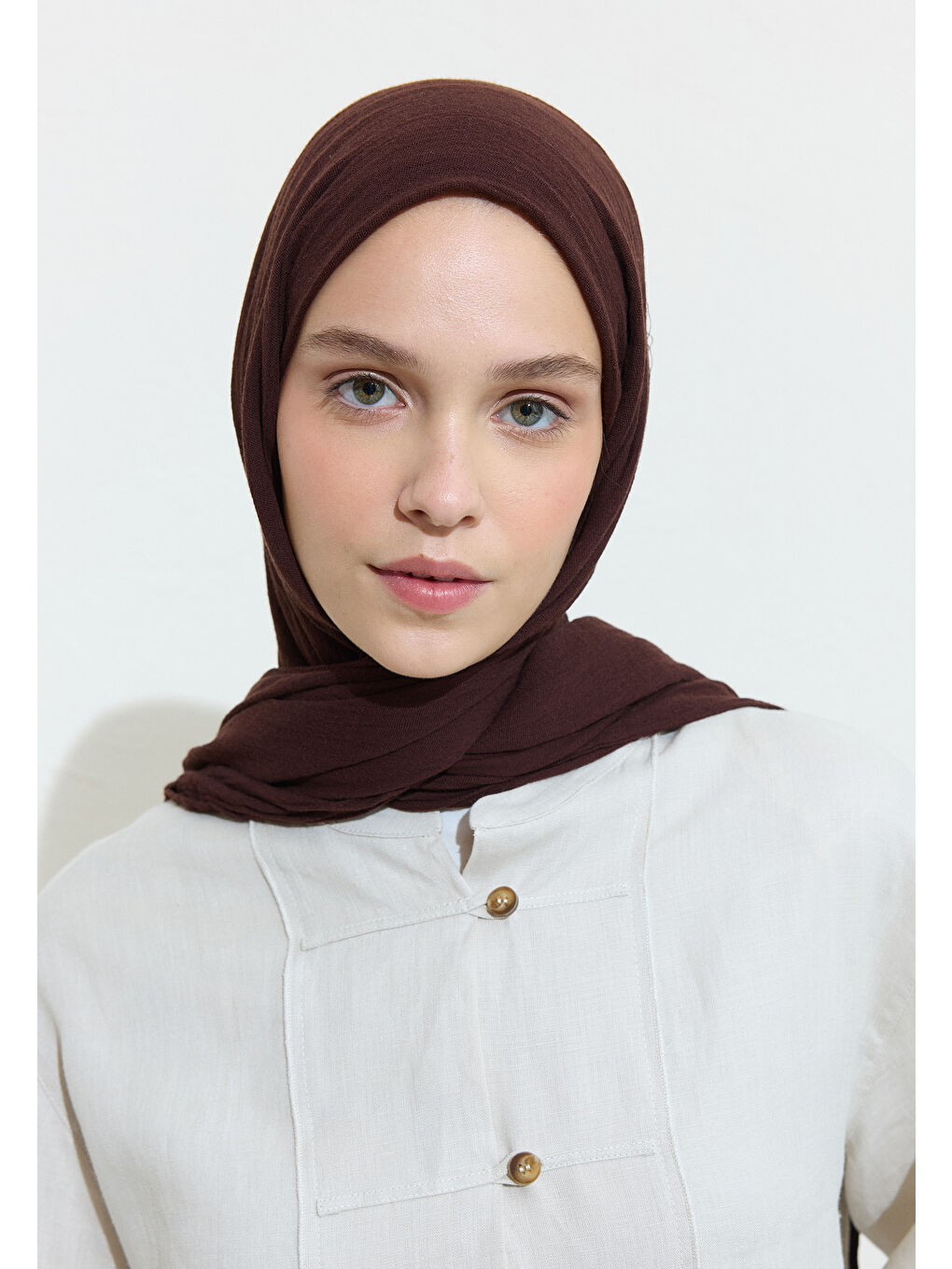 Mor PAMUKLU KETEN ŞAL CHOCOLATE SOUFFLE-3