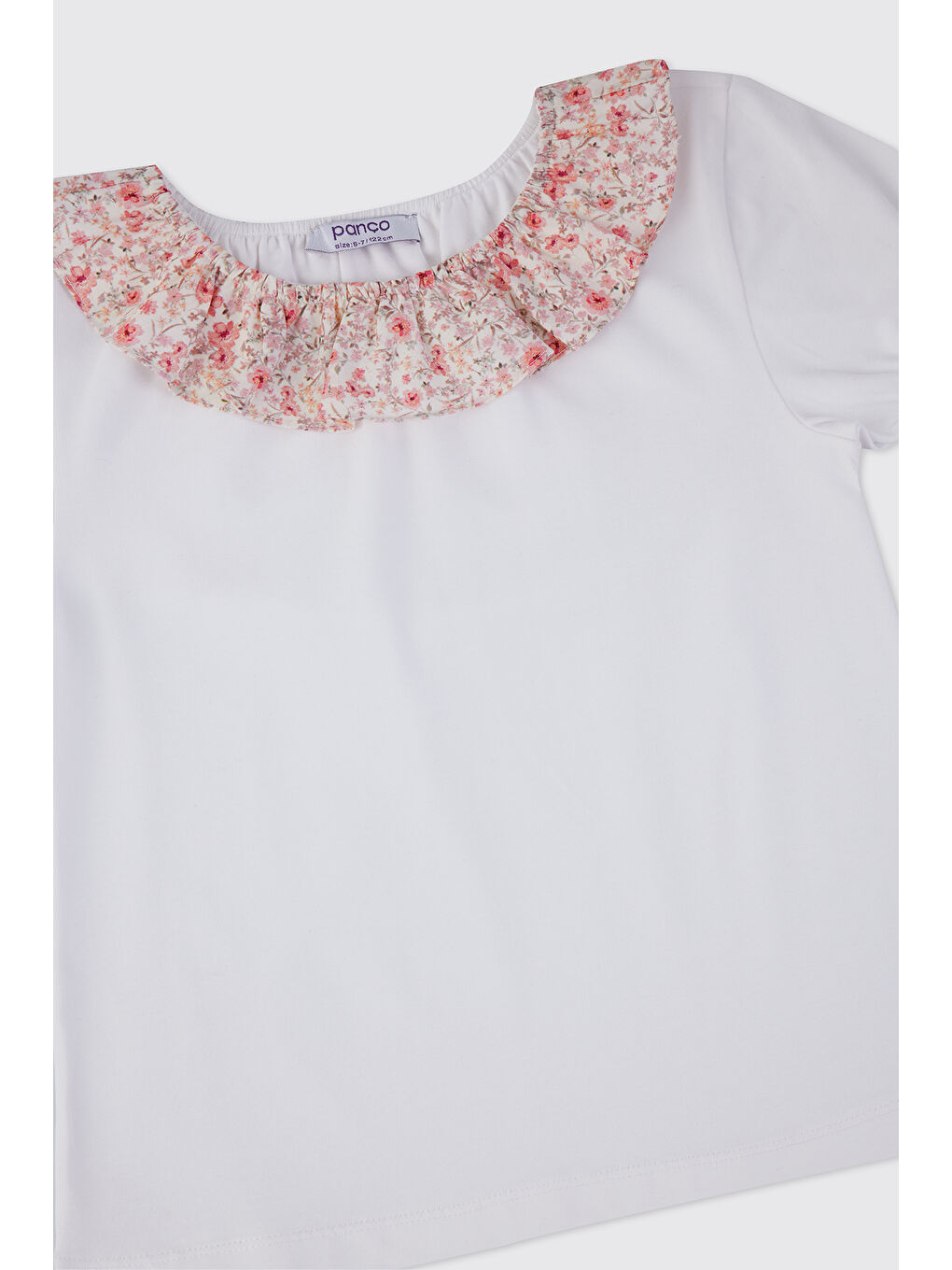 Kız Çocuk Fırfır Yaka Ekru Tişört-2