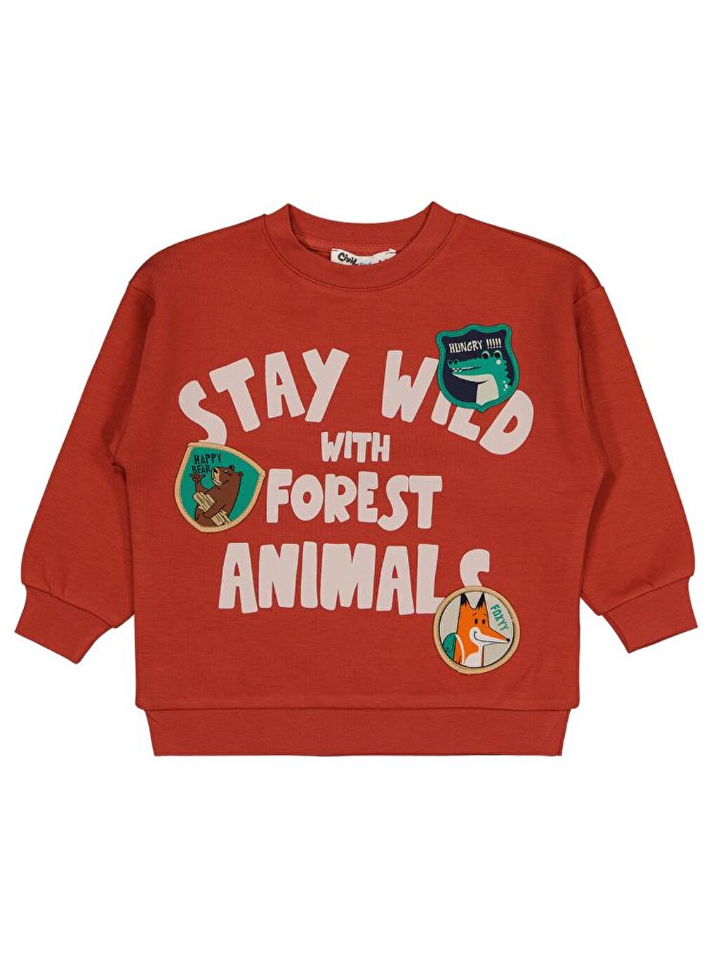 Boys Stay Wıld Anımal Baskılı 2-5 Yaş Sweatshirt - Turuncu2-3 Yaş