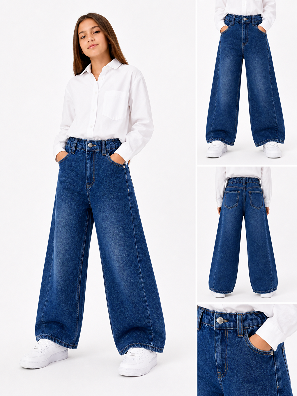 Lacivert kids Wideleg Kız Çocuk Jean Pantolon
