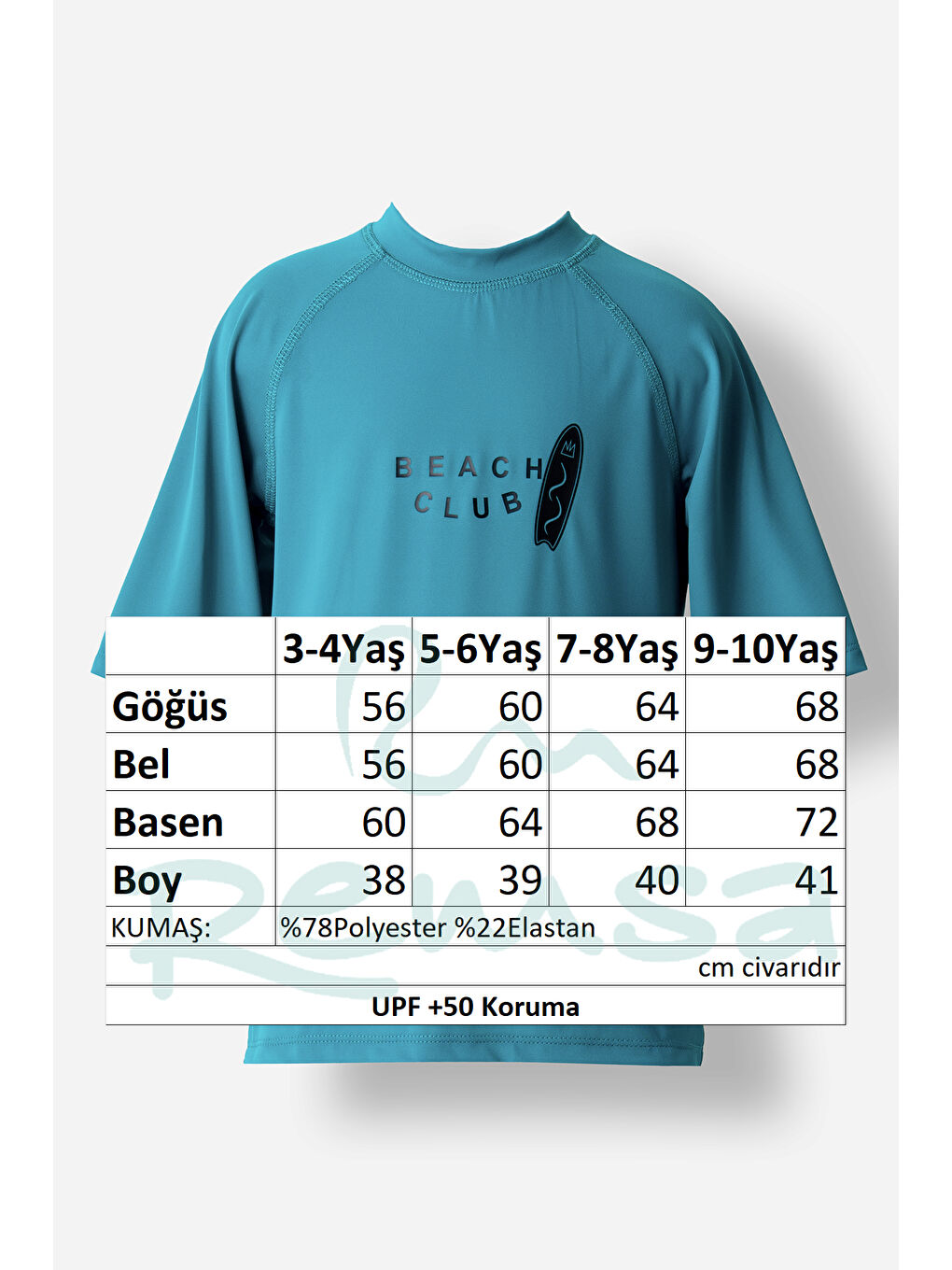 UV Korumalı Erkek Çocuk Yarım Kol Tek Üst 5273 Yeşil-2