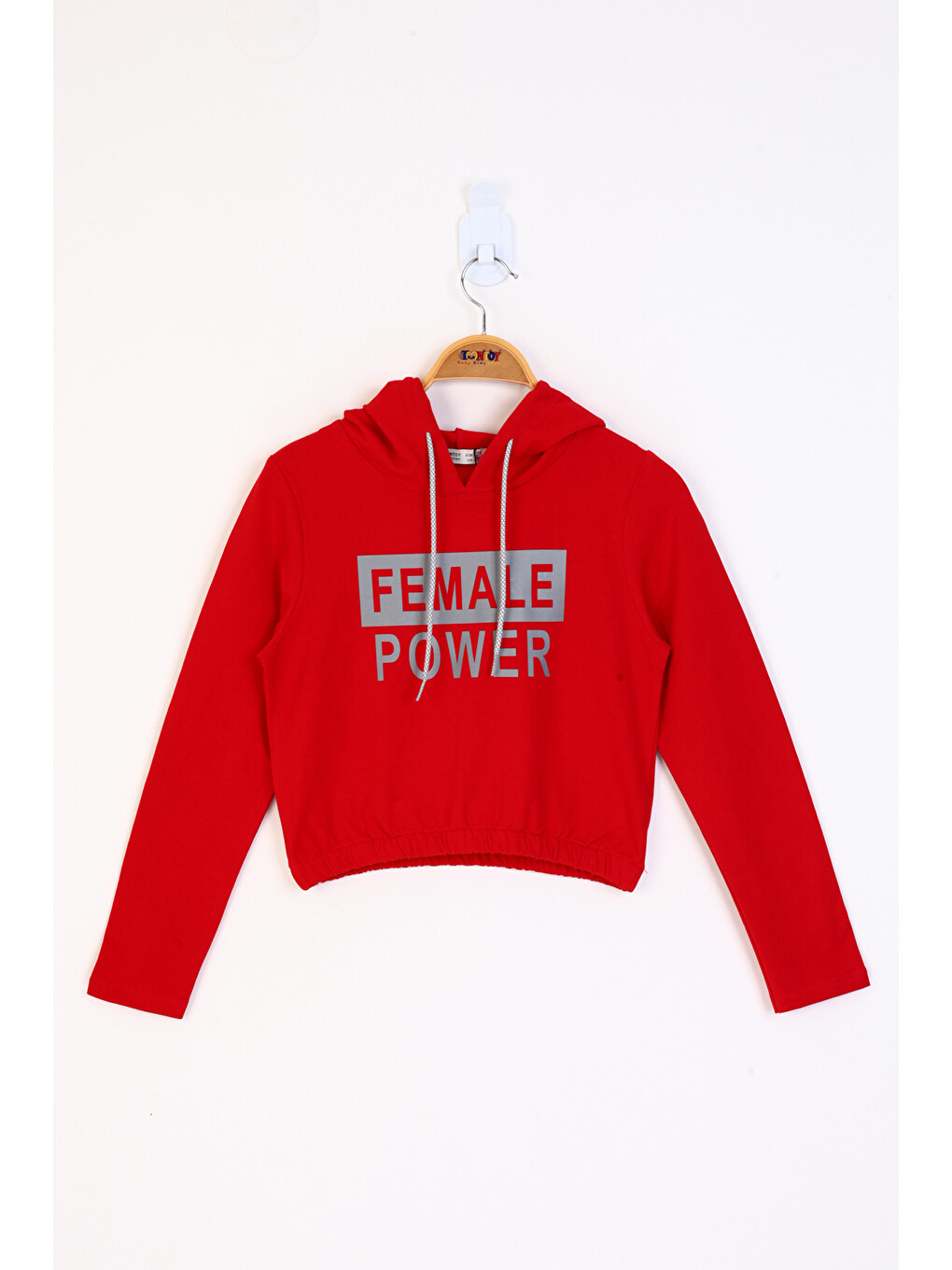 Kırmızı Kız Çocuk Female Power Baskılı Sweatshirt