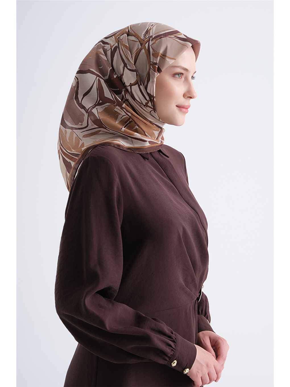 Kahverengi Yaz Esintisi Eşarp 3994 26