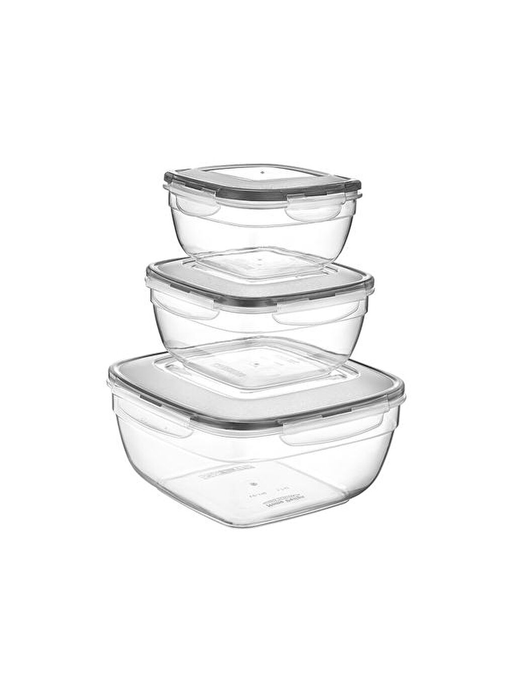 Renksiz Fresh Box Kare 3'lü Saklama Kabı - 600-1000-1700 ml