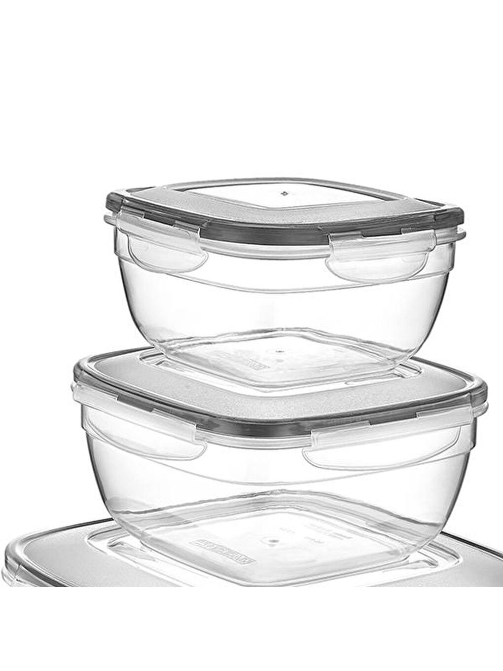 Renksiz Fresh Box Kare 3'lü Saklama Kabı - 600-1000-1700 ml-1