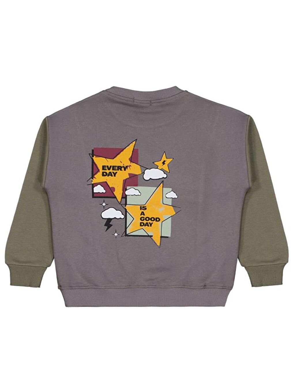 Boys Every Day Yıldız Baskılı 6-9 Yaş Sweatshirt - Haki 6-7 Yaş-1