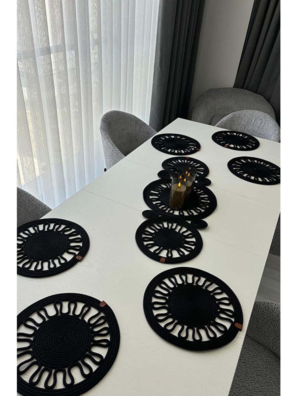 Salin Lüks Jüt 7 Parça Yemek Takımı Siyah
