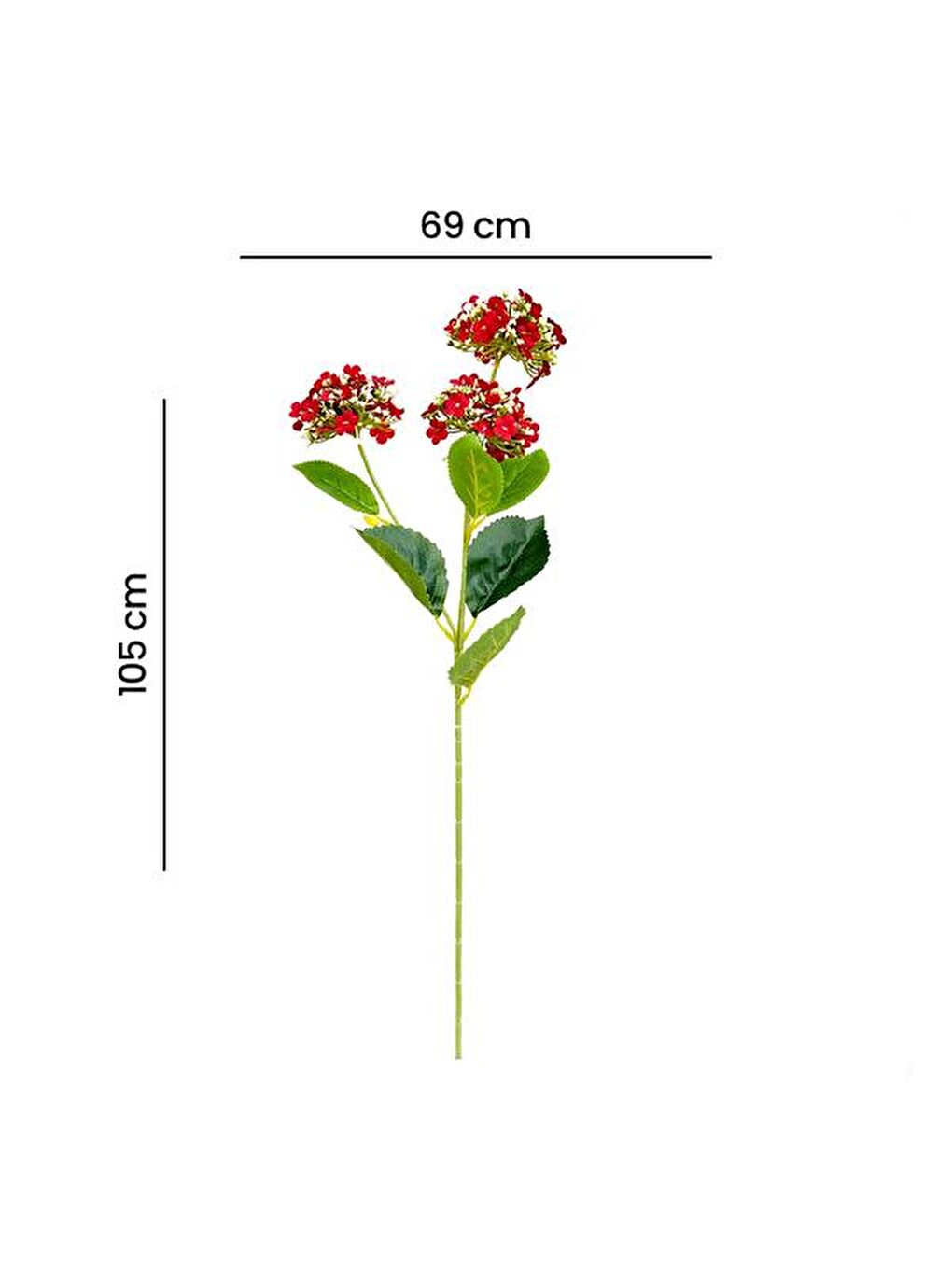 Dekoratif Tomurcuklu Ortanca - Kırmızı - 69 cm-3