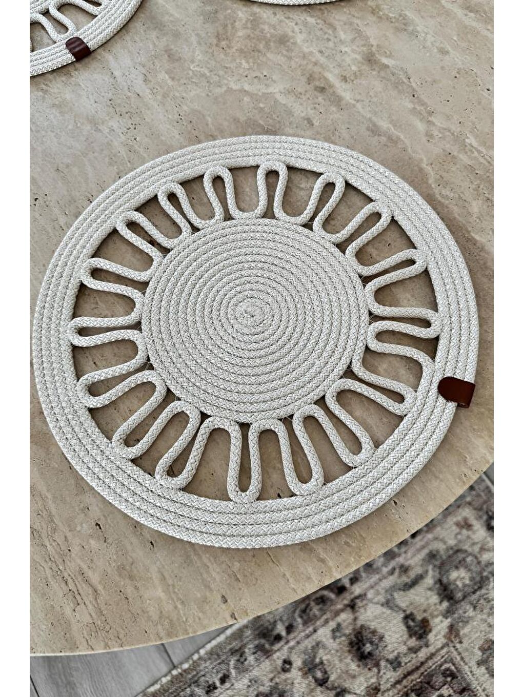 Ekru Salin Lüks Jüt 7 Parça Yemek Takımı Krem-1