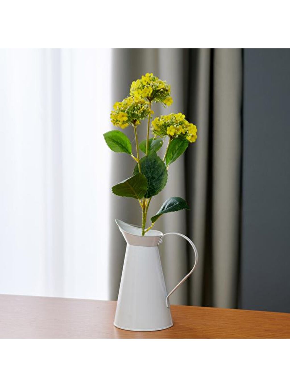 Dekoratif Tomurcuklu Ortanca - Sarı - 69 cm