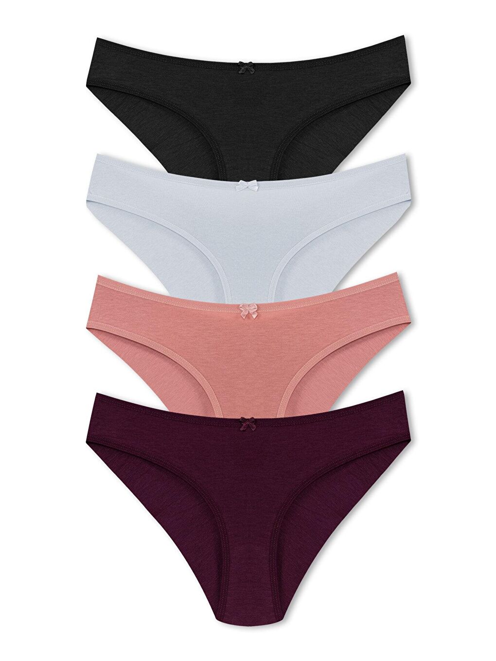 Siyah Pamuklu Arkası Çift Kat Slip Kadın Külot 4'lü