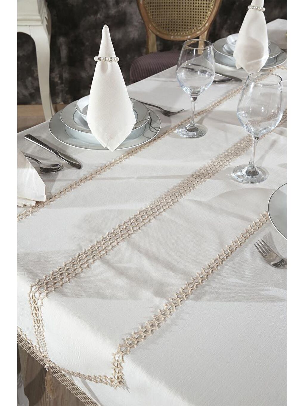 Simay Masa Örtüsü 26 Parça Bej-3