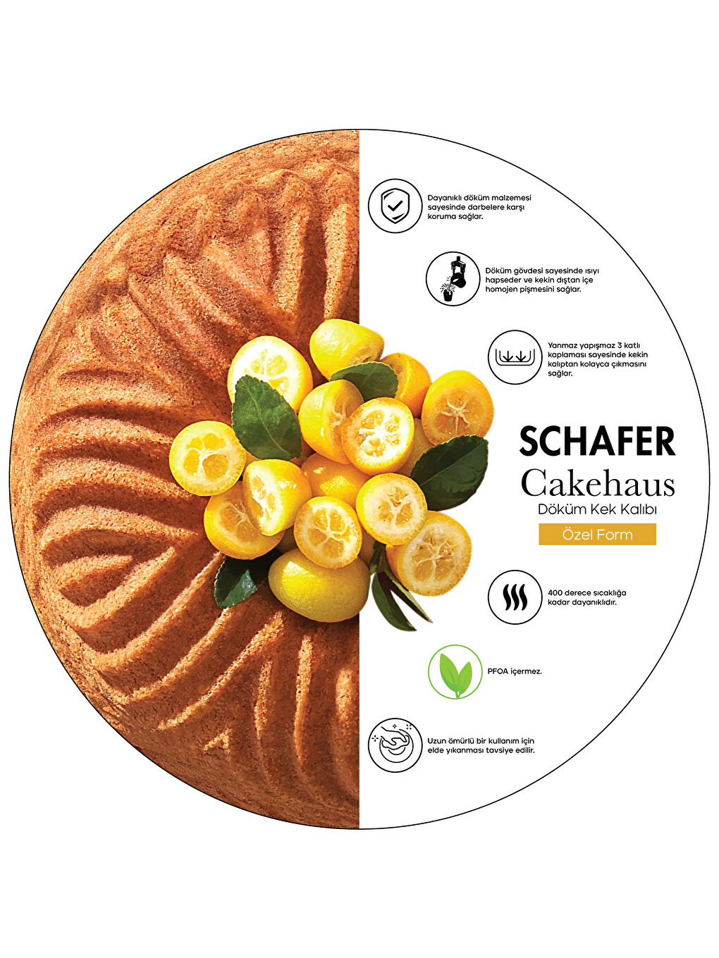 SCHAFER Sari Cakehaus Kek Kalıbı+Hazırlık Seti 6 Parça-Bronz - 2