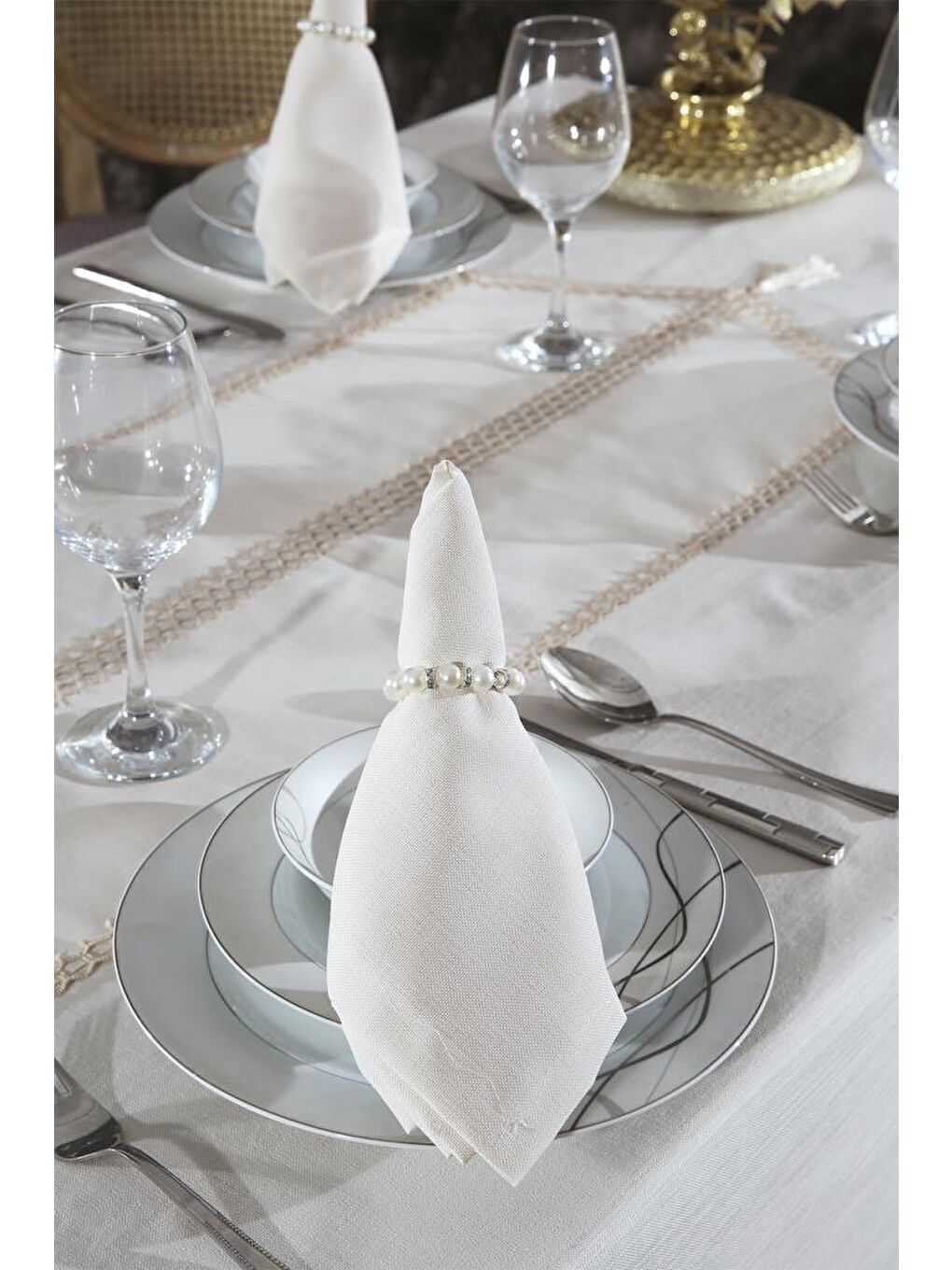 Simay Masa Örtüsü 26 Parça Bej-5