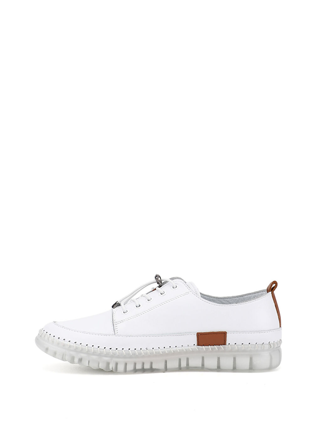 Beyaz Kadın CANLI BEYAZ Bağcıklı Hakiki Deri Sneaker-3