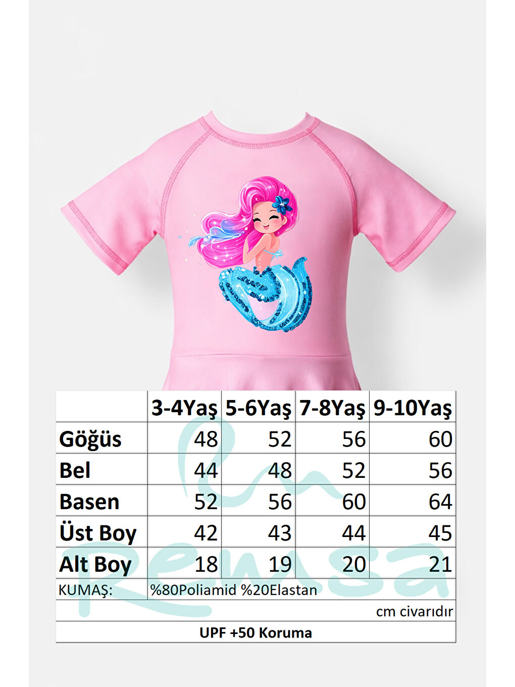 Pembe UV Korumalı Kısa Kollu Şortlu Elbise Mayo Kız Çocuk Yüzücü Mayo 5212-3