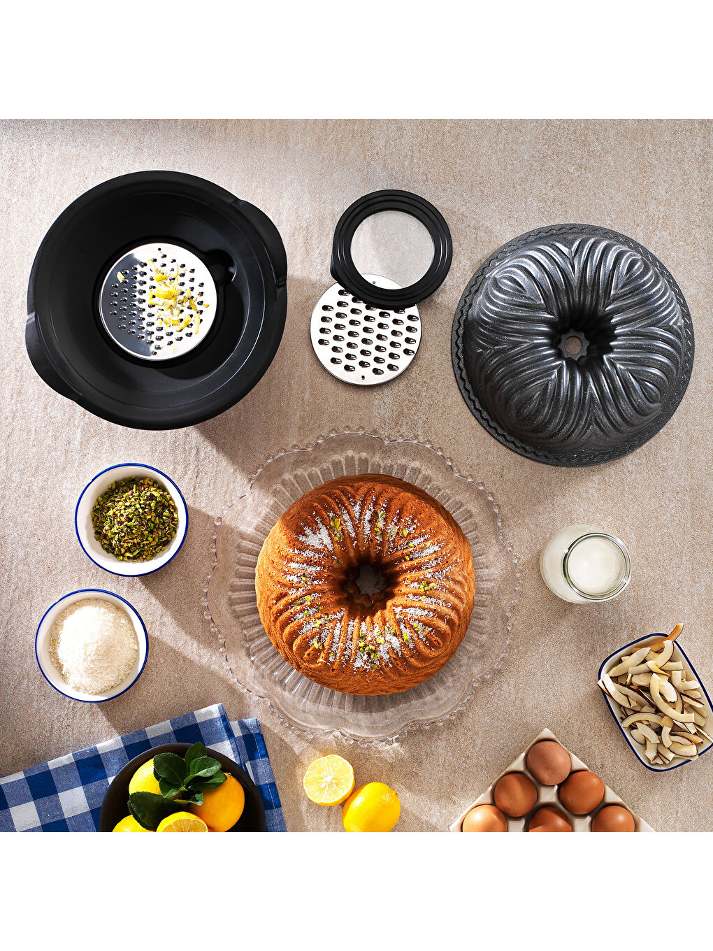 Cakehaus Kek Kalıbı+Hazırlık Seti 6 Parça-Gri-1