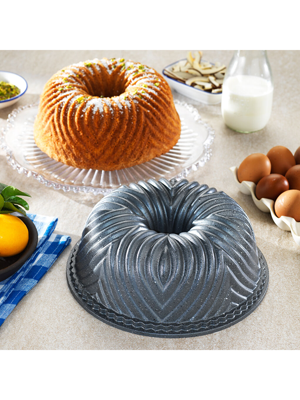 Cakehaus Kek Kalıbı+Hazırlık Seti 6 Parça-Gri-2