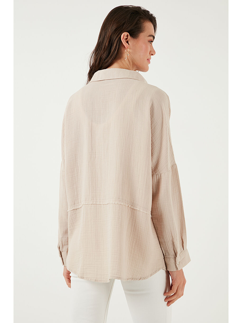 Lela Bej Pamuklu Regular Fit Müslin Gömlek Cf25S166905 - 6