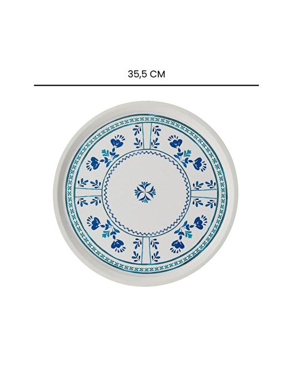 Karışık Santorini Yuvarlak Tepsi - Renkli - 35,5 cm-6