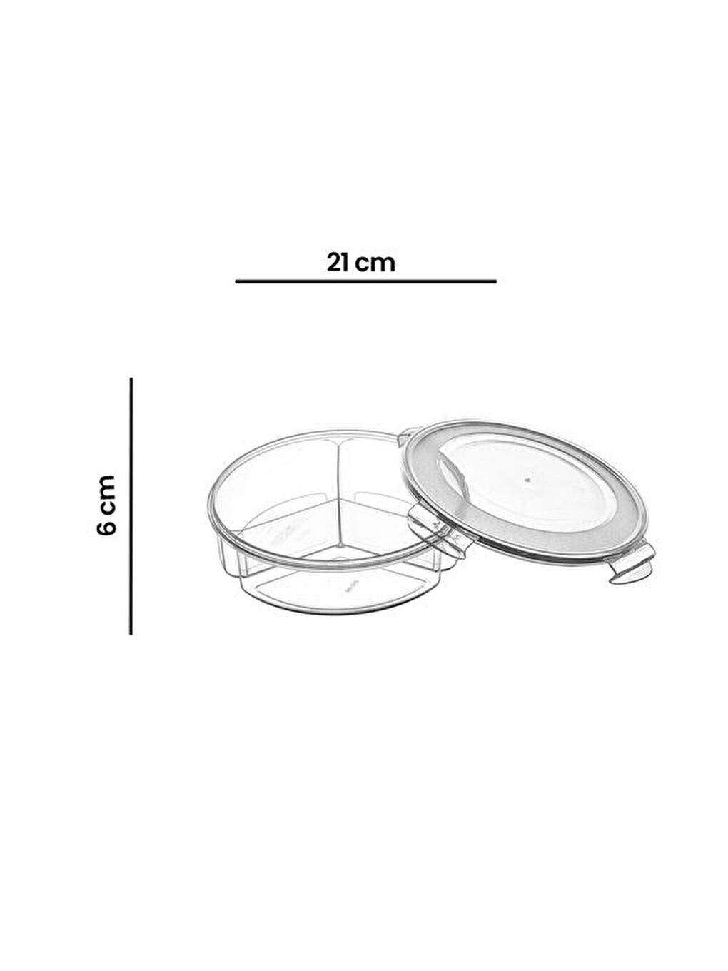 Renksiz Fresh Box Yuvarlak Bölmeli Saklama Kabı - 1350 ml-1