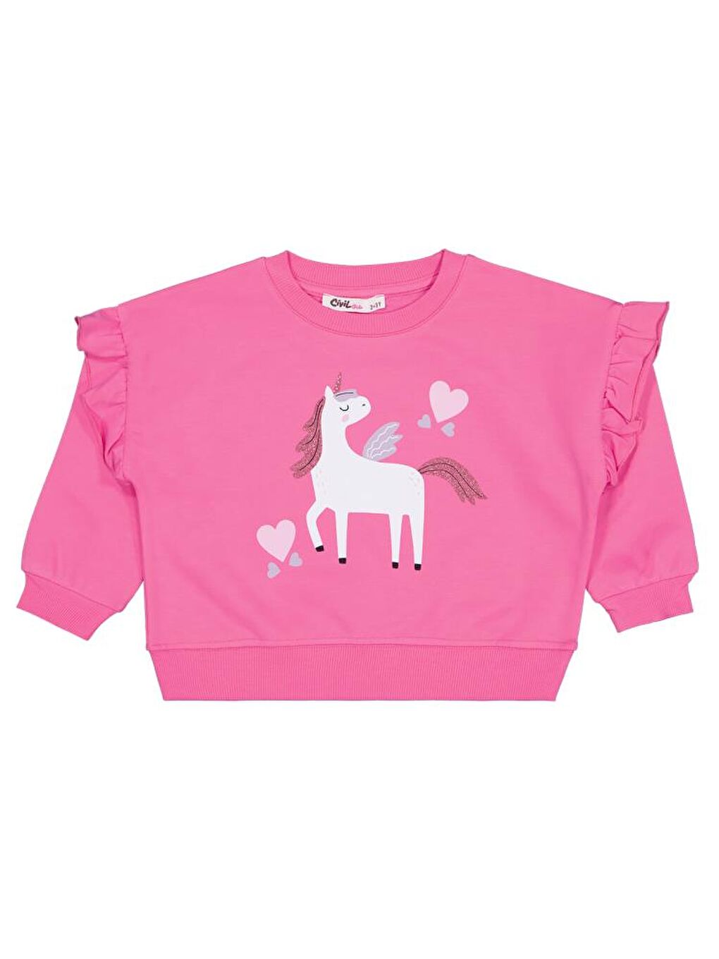 Girls Kalpli Baskılı 2-5 Yaş Sweatshirt - Pembe 5-6 Yaş