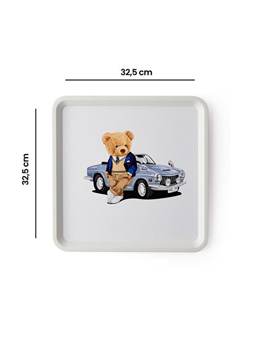 Beyaz Teddy Bear Kare Tepsi - 32,5x32,5 cm-3