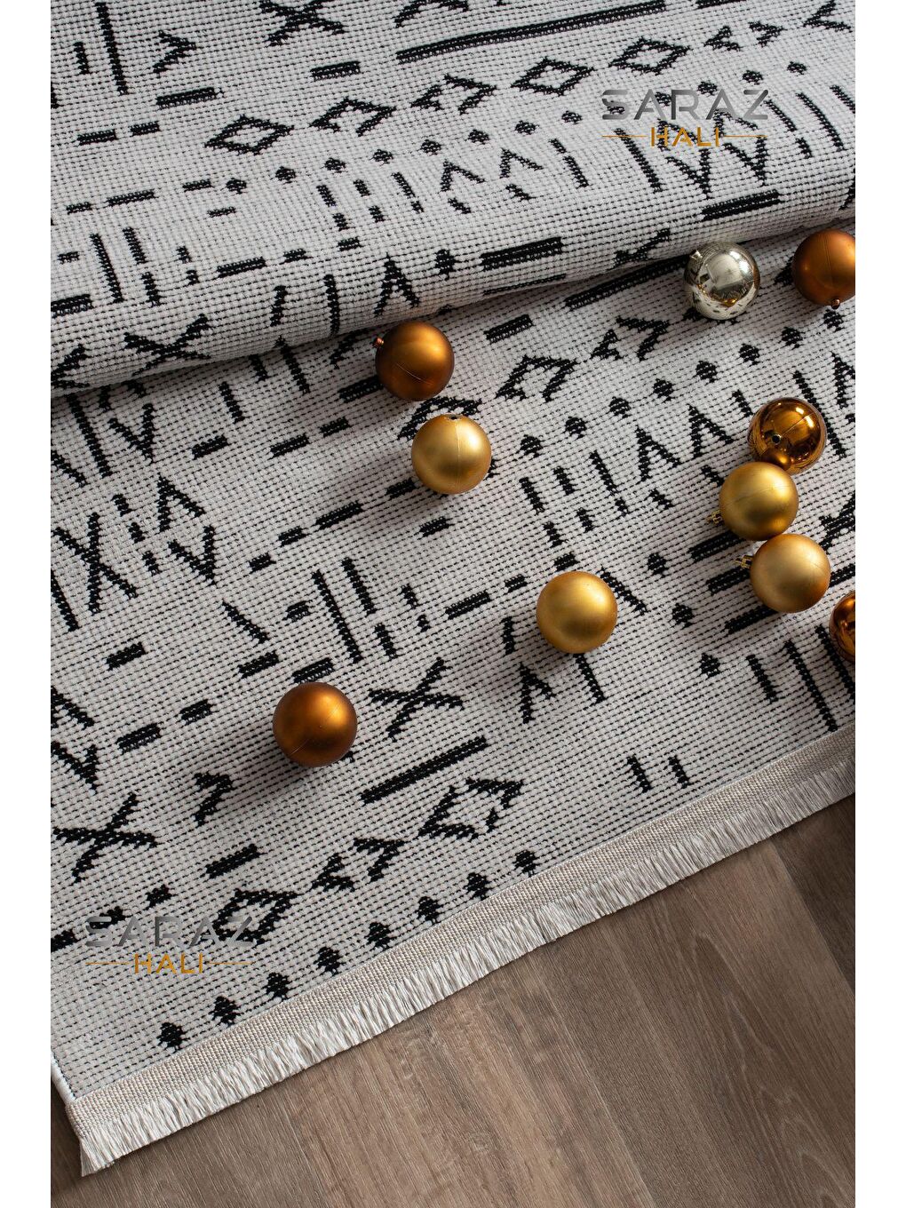 Ekru İskandinav Saçaklı Kaymaz Kilim Krem 80x300-1