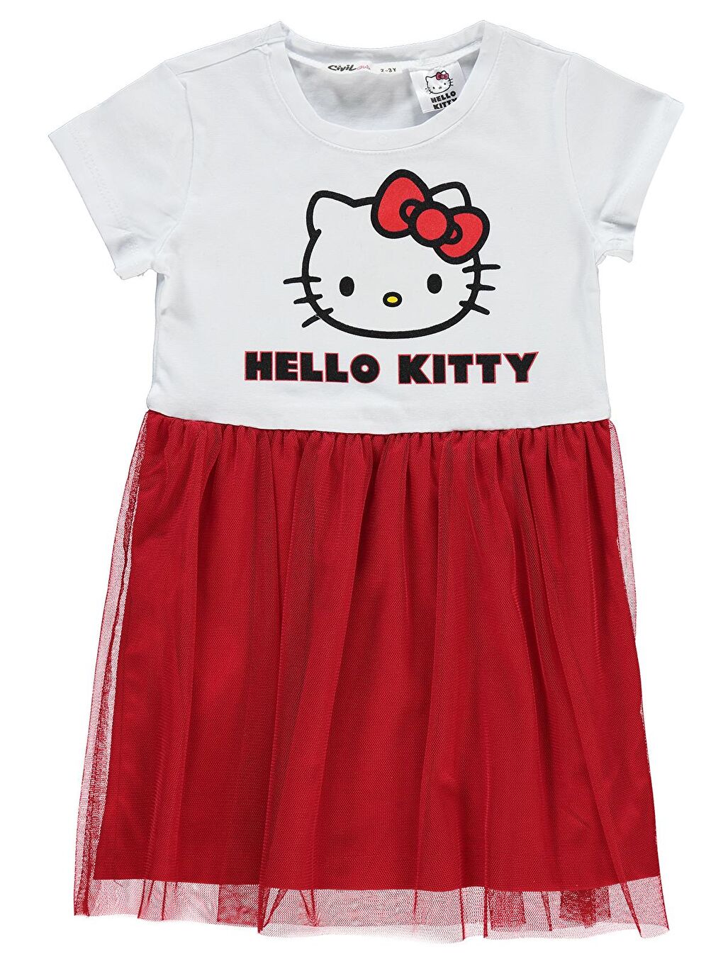 Civil Beyaz Hello Kitty Kız Çocuk Elbise 2-5 Yaş Beyaz