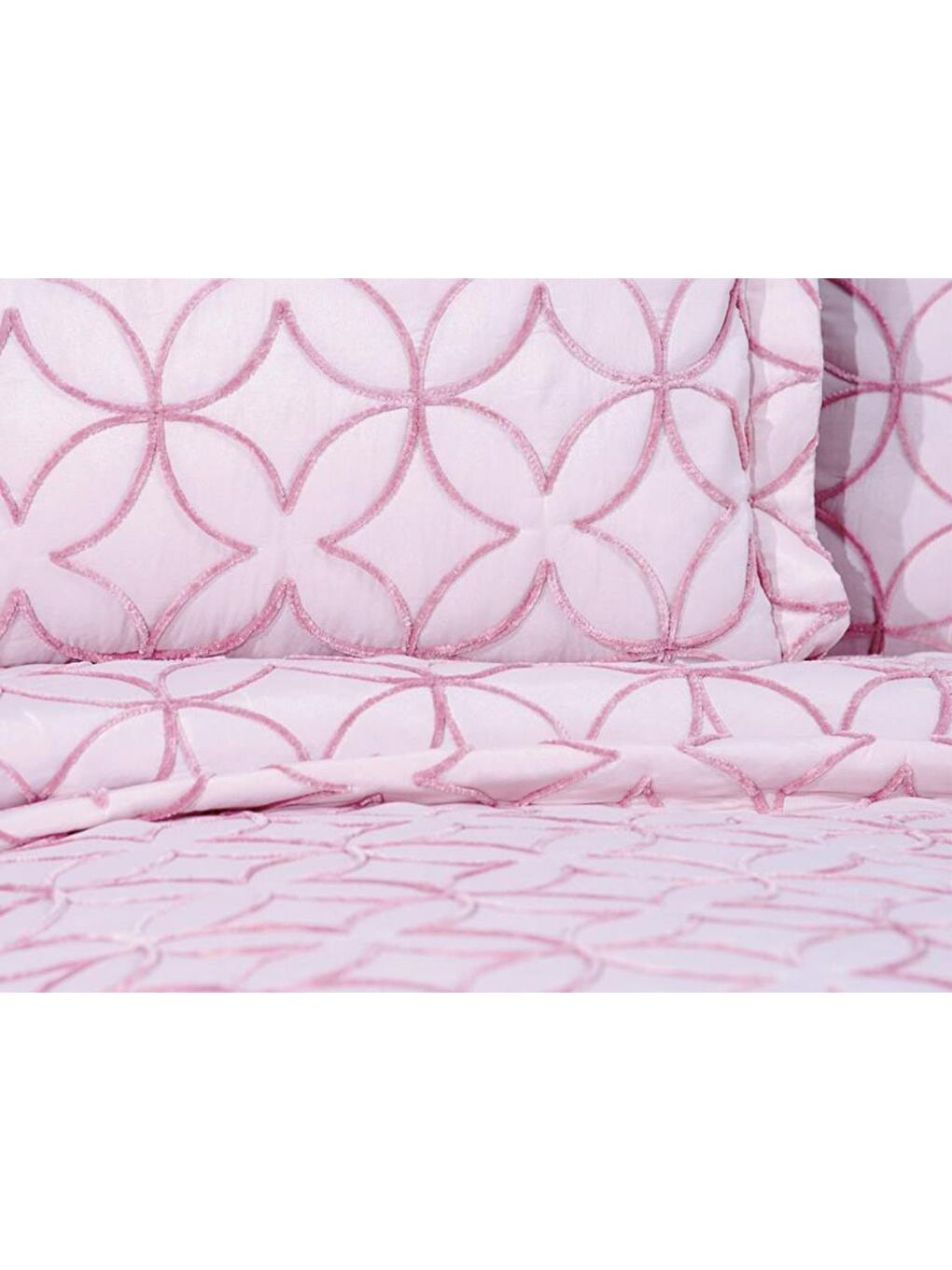 Pembe Parolin Çift Kişilik Kapitoneli Yatak Örtüsü Pudra-1