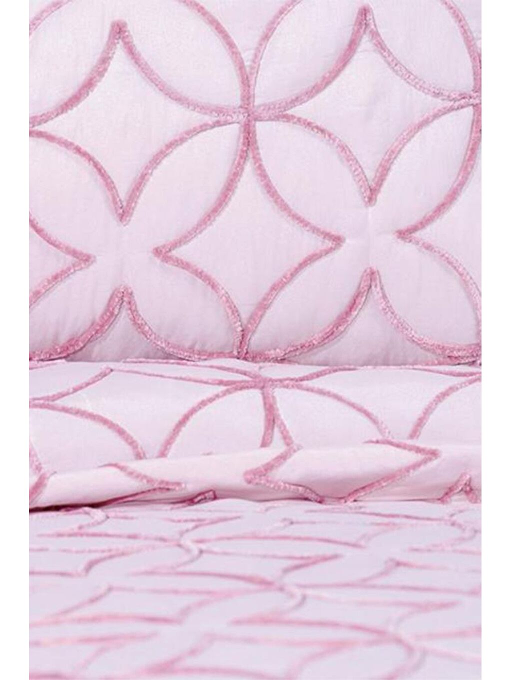 Pembe Parolin Çift Kişilik Kapitoneli Yatak Örtüsü Pudra-3