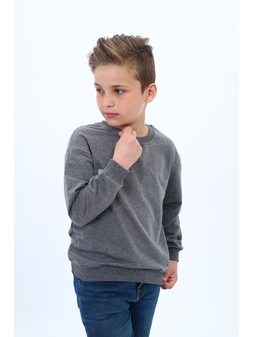 Antrasit Erkek Çocuk Baskılı Sweatshirt-1