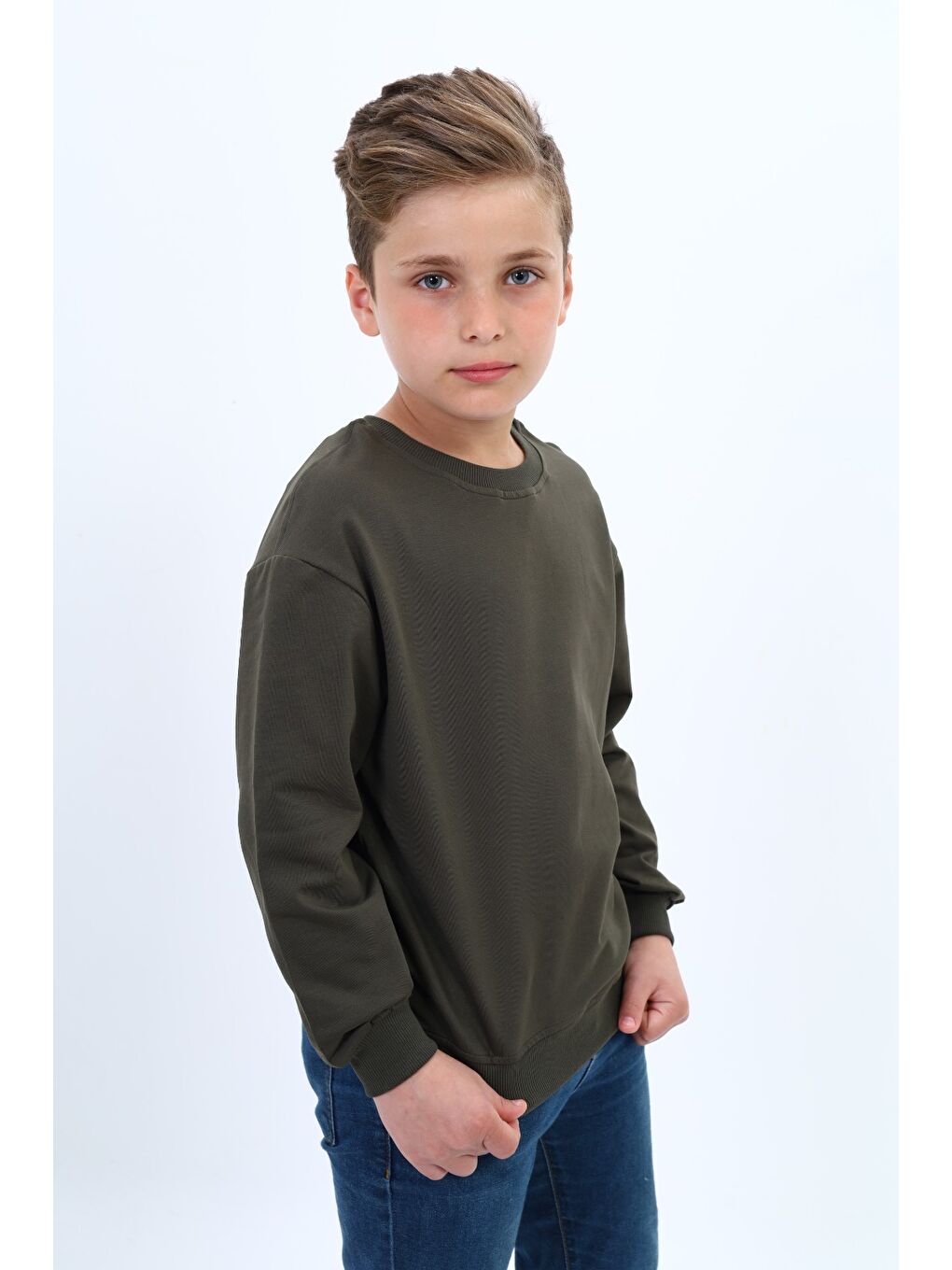 Haki Erkek Çocuk Baskılı Sweatshirt-1