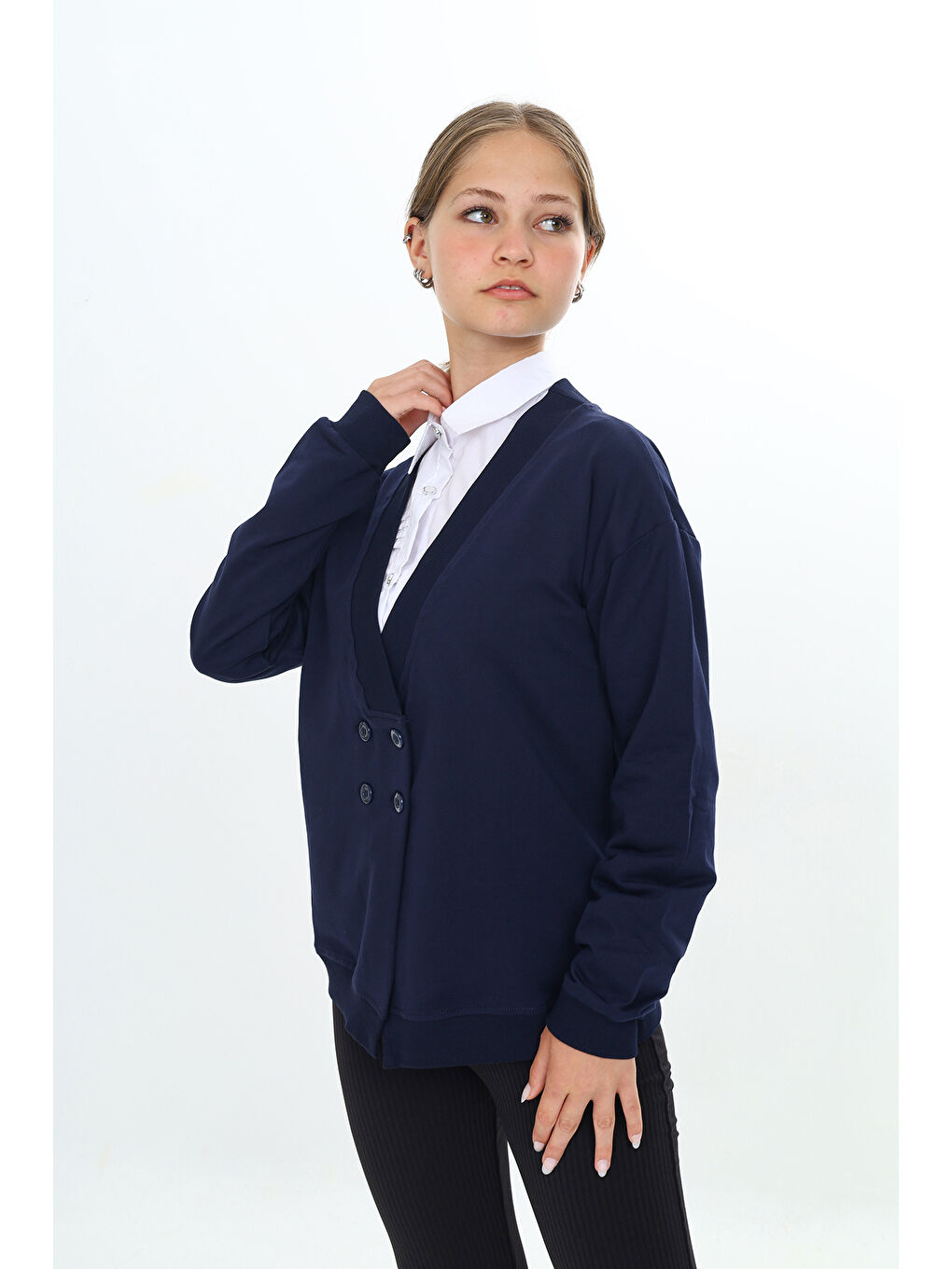 Lacivert Kız Çocuk Okul Hırka-1