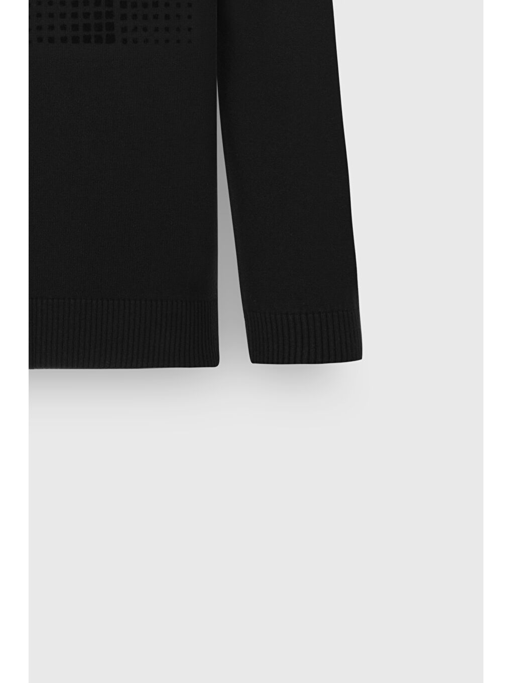 Erkek Siyah %100 Pamuk Standart Fit Normal Kesim Bisiklet Yaka Baskılı Triko Kazak-8