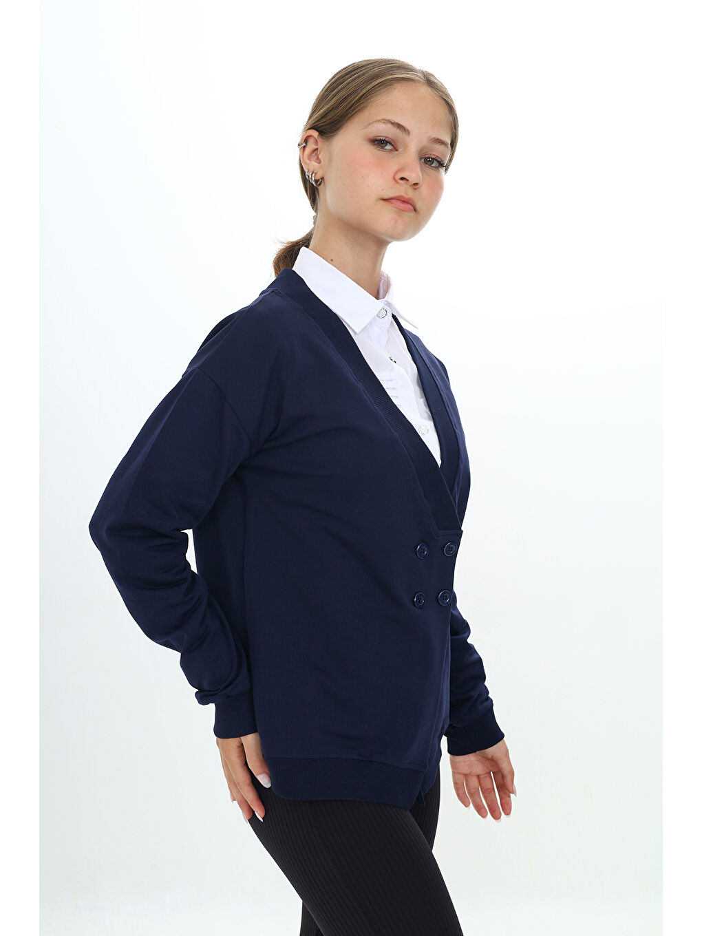 Lacivert Kız Çocuk Okul Hırka-2