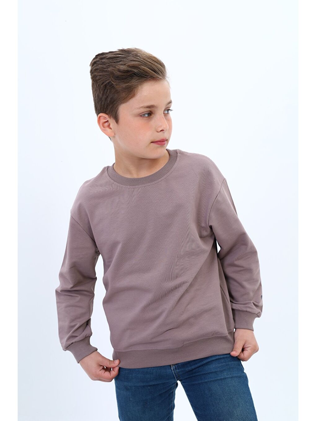 Kahverengi Erkek Çocuk Baskılı Sweatshirt