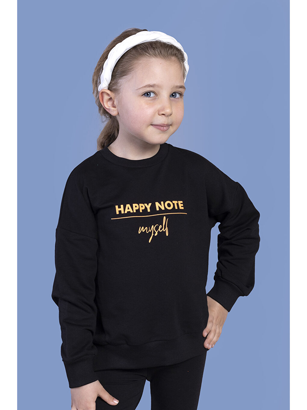 Toontoykids Siyah Kız Çocuk Sırtı Baskılı Sweatshirt