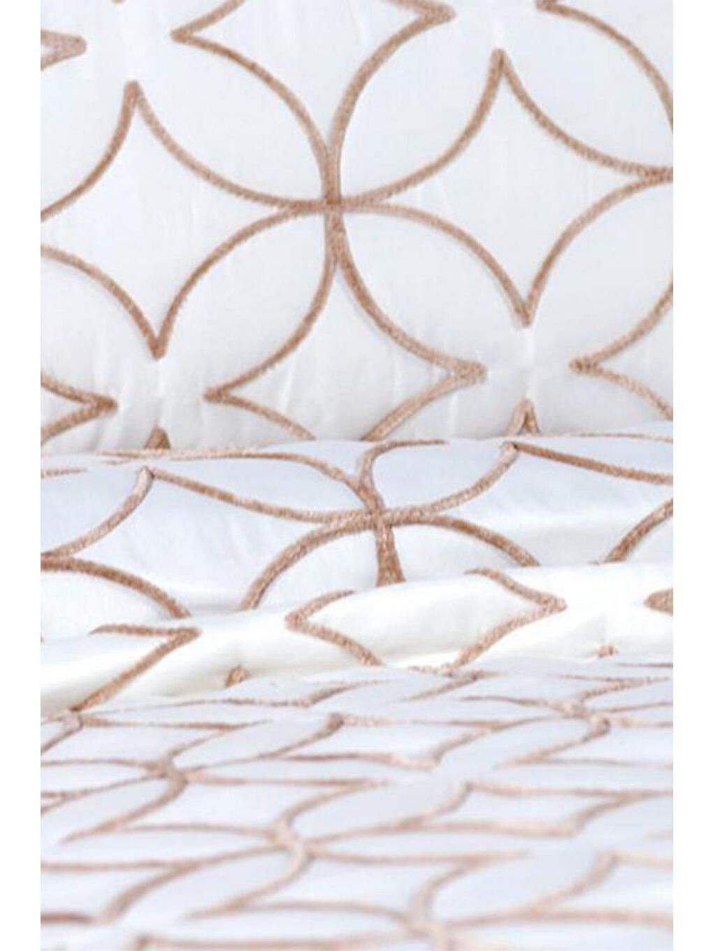 Karışık Parolin Çift Kişilik Kapitoneli Yatak Örtüsü Krem Gold-3