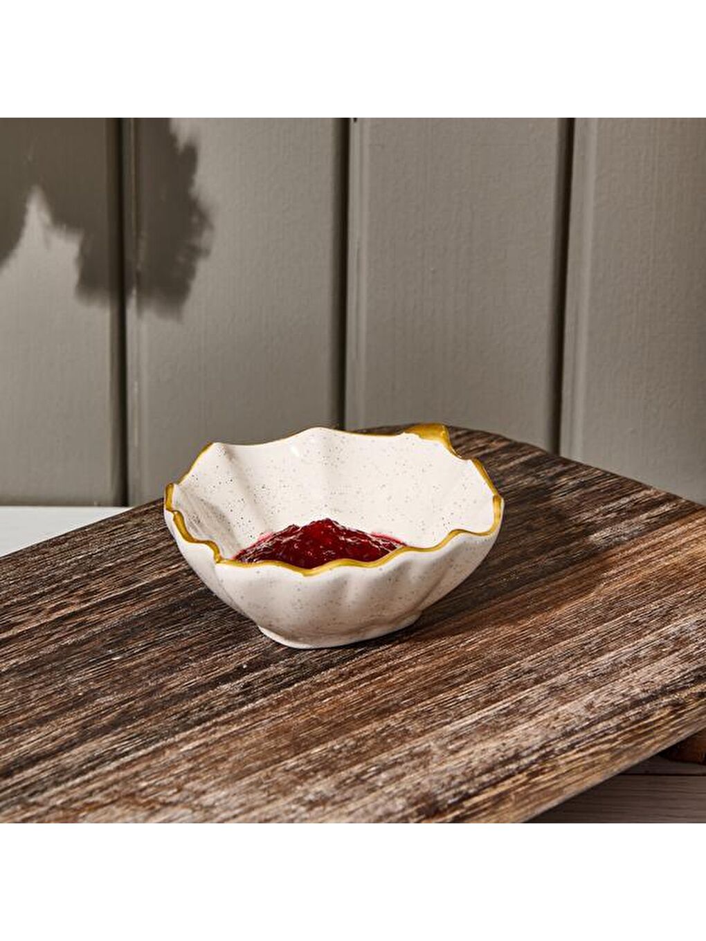 Ekru Seramik Yaprak Çerezlik - Krem - 11 cm