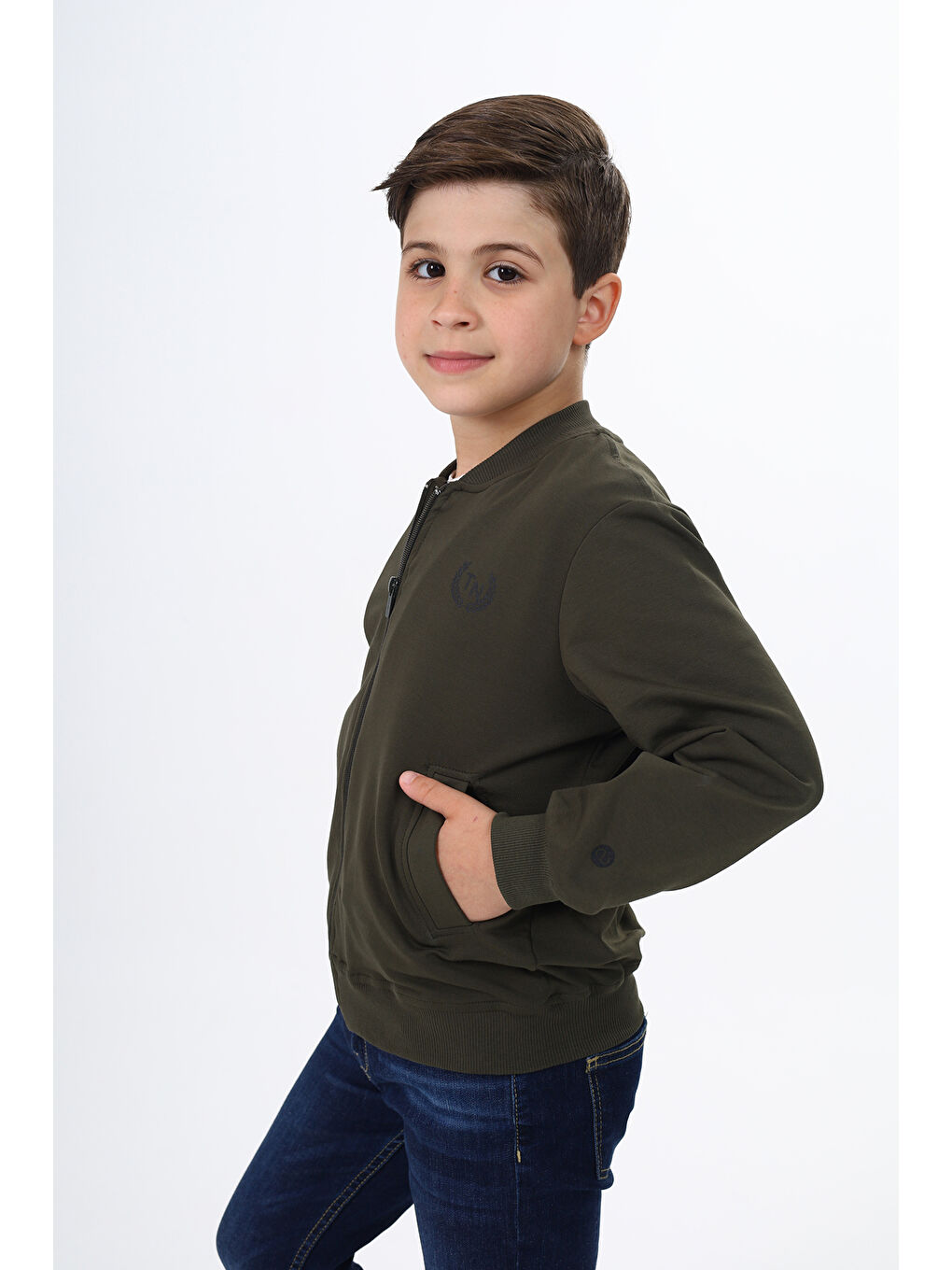 Haki Erkek Çocuk Baskılı Hırka