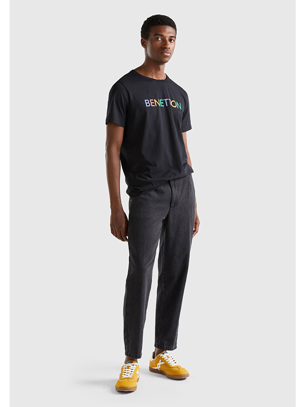 Erkek Siyah Logo Baskılı Organik Pamuklu Tişört-4